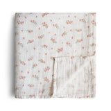 ORGANIC COTTON MUSLIN SWADDLE-PINK FLOWERS