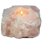 ROSE QUARTZ ROUGH CANDLE HOLDER
