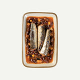 SARDINES WITH BLACK BEANS, CORN & SALSA