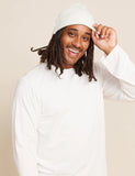 RIBBED KNIT BEANIE-NATURAL WHITE