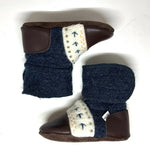 NOOKS BLUE CARIBOU EMBROIDERED WOOL BOOTIES