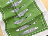 FISH LINEN TEA TOWEL-GREEN