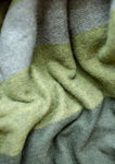 RECYCLED WOOL BLANKET OLIVE PATCHWORK CHECK