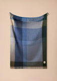 RECYCLED WOOL BLANKET BLUE WAFFLE BLOCK CHECK