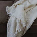 CRINKLE THROW BLANKET-IVORY