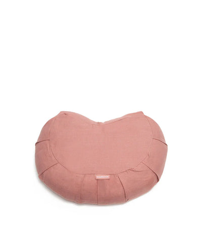 LINEN HALFMOON MEDITATION CUSHION-ROSE CLAY