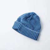 ARAN CABLE BEANIE-LIGHT DENIM