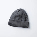 ARAN CABLE BEANIE-BLACK DENIM