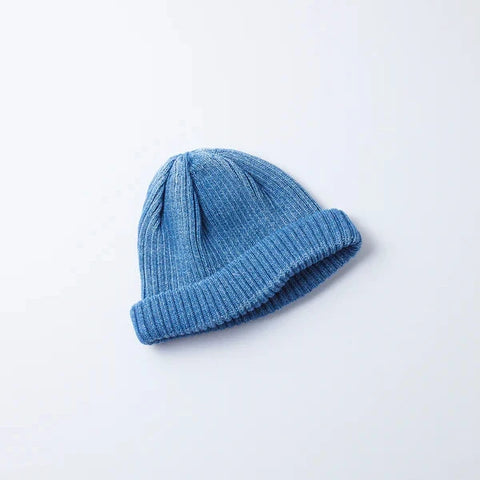 COTTON ROLL UP BEANIE-LIGHT DENIM