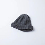 COTTON ROLL UP BEANIE-BLACK DENIM