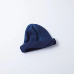 COTTON ROLL UP BEANIE-DARK DENIM