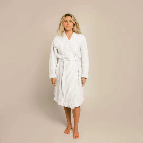 ORGANIC WAFFLE ROBE-WHITE