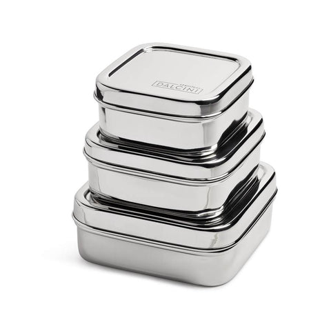 DALCINI STAINLESS STEEL 3 SQUARE CONTAINER SET